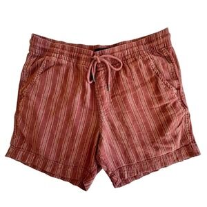 Aeropostale Striped Brick Red Women's Linen Blend Cargo Shorts Size Medium